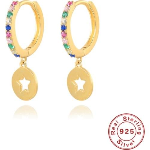 100% Solid 925 Sterling Silver Hanging Hoop Earrings For Woman Party Engagement Gift Bling Long Earring Fine Jewelry Accessories