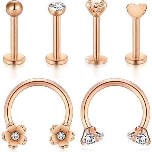 Cartilage Tragus Earrings 16G Stainless Steel Labret Monroe Medusa Lip Ring Rook Helix Earring Stud Barbell Piercing Jewelry