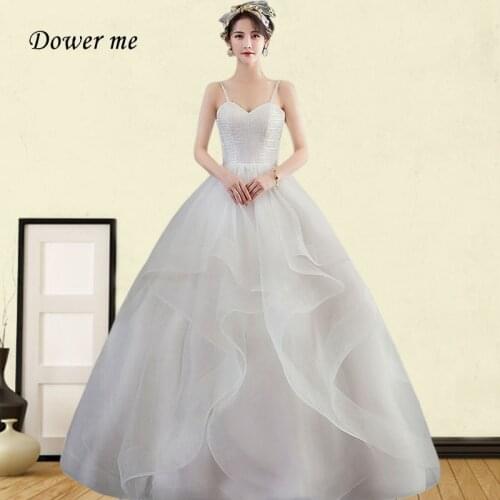 Boho Wedding Dress GR690 Strapless Spaghetti Strap Wedding Gowns Plus Size Vestidos De Novia Tiered Pleat Wedding Dresses