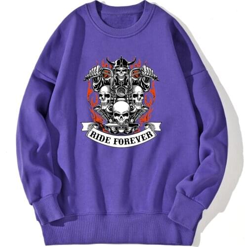 Skull Print Sweatshirt For Mens Harajuku Fleece Hoody Tops Hipster Mans Clothing Fashion New Comfortable Sudaderas Masculino