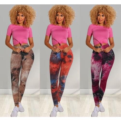 Wantmove Womens New High Waist Tie-dye Print Sexy Bodycon Sportswear Workout Yoga Pants AM841