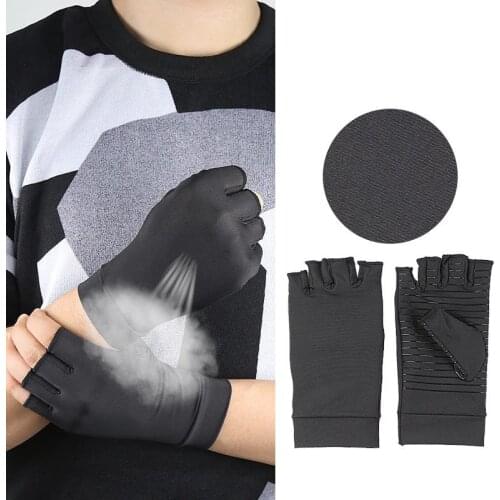 WorthWhile 1 Pair Compression Anti-slip Arthritis Gloves for Women Men Joint Pain Relief Half Finger Brace Therapy Wrist Support