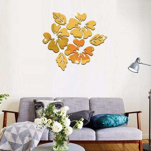 Mirror Stickers Flower Shape Acrylic Wall Sticker Modern Stickers Decoration Living Room Removable Mural Wallpaper Art Decals