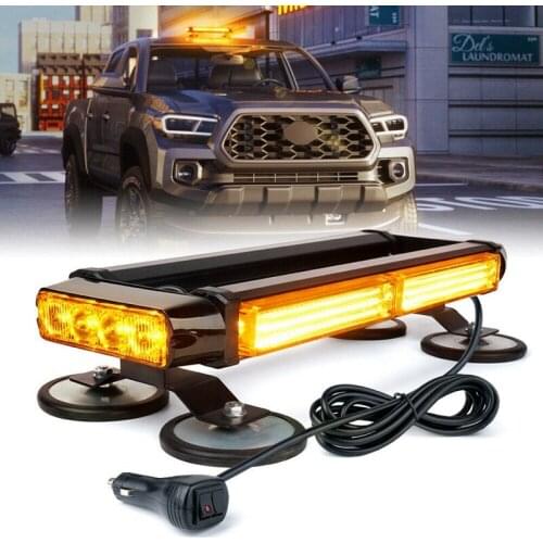 Yellow/Amber Rooftop COB LED Strobe Flashing Light Bar Double Side Emergency Hazard Warning Beacon Lights 21 Flash Modes