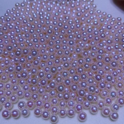 Wholesale Real 4-5mm White Salty water South sea Loose Round Shape Pearls DIY Necklace Earrings Bracelet Ring Brooch Accessory