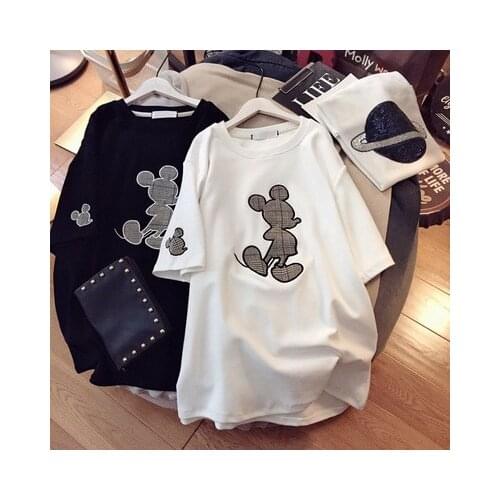 Large White Mickey Short Sleeve T-shirt For Summer 2021 Plus Size Tops T Shirts For Women Lady Casual Oversized Clothing Blouses