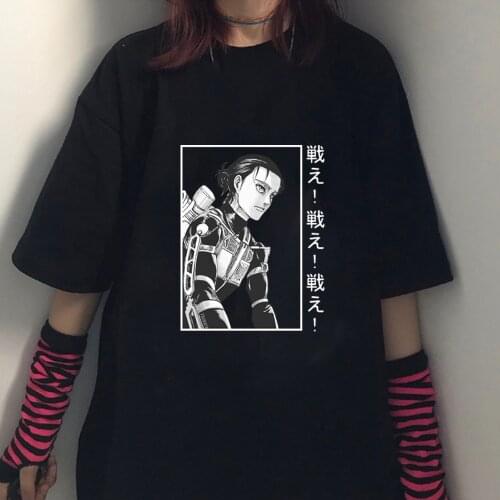 2021 Attack on Titan T Shirt Hip Hop T Shirt Men Women Funny Anime Eren Jaeger Tee