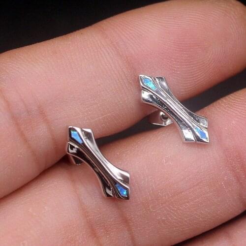 Hermosa Natural Blue Opal New Arrival Genuine 925 Silver Stud Earrings Hot Sale Jewelry Gifts for Women Girls 20214312