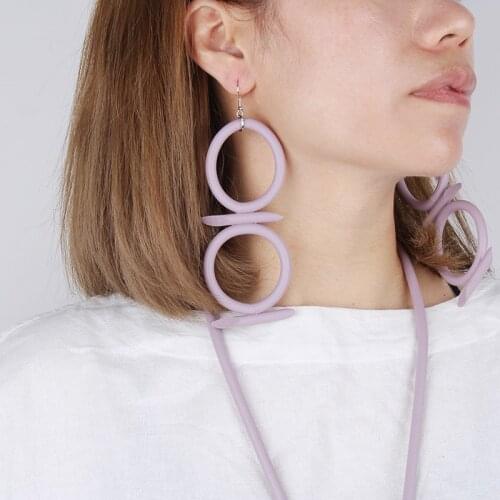 New Charms Unusual Purple Drop Earrings For Women Elegant Double Big Circle Earrings Aesthetic Fashion Jewelry Vintage Things