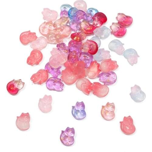 10pcs Fashion Fancy Cute Crystal Glass Little Fox Charms Pendants for DIY Earring Necklace Jewelry Making Findings Accessories