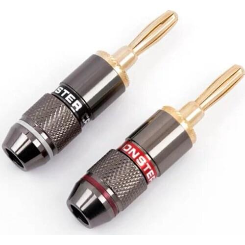 10PCS Monster Banana Plug 24K Gold Plated Pure Copper Speaker Adapter Screw Speaker Plugs Audio Connectors For HiFi Audio