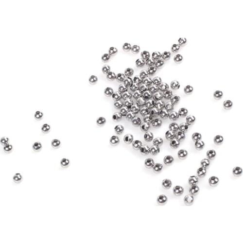 100PCs Stainless Steel Beads Round Silver Tone 4mm