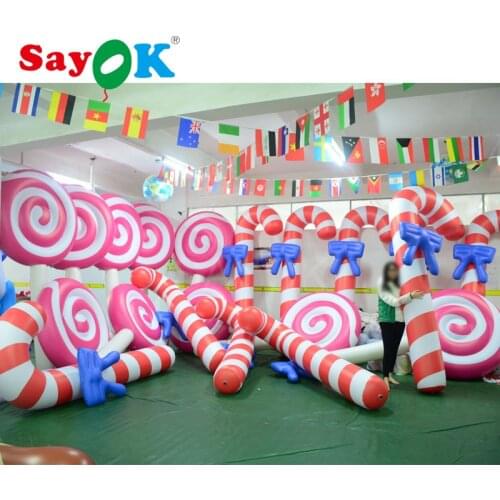 2m/3m PVC Inflatable Christmas Candy Cane Airtight Lollipop Decoration for Store Home Yard Event (1pc, NO lights)