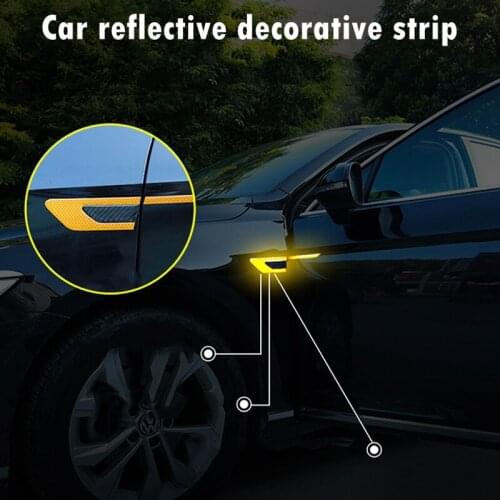 2 Pcs Carbon Fiber Automobile Universal Reflective Strip Anti-collision Warning Stickers Automobile Exterior Decoration Products