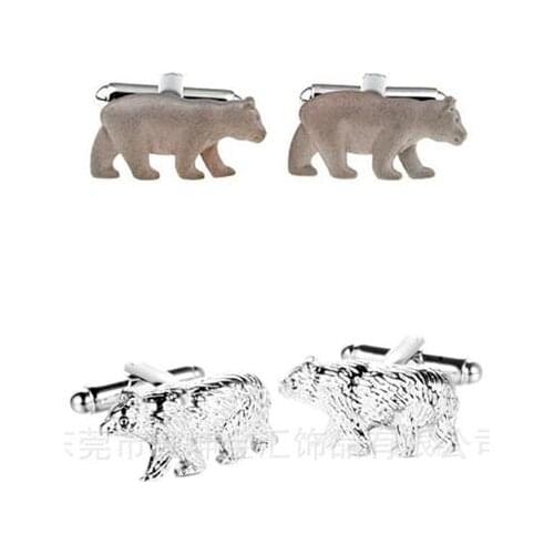 20pairs/lot Wild Polar Bear Cufflinks Animal Brown Bear Cuff Links Shirt Cuff Buttons Mens Jewelry Wholesale
