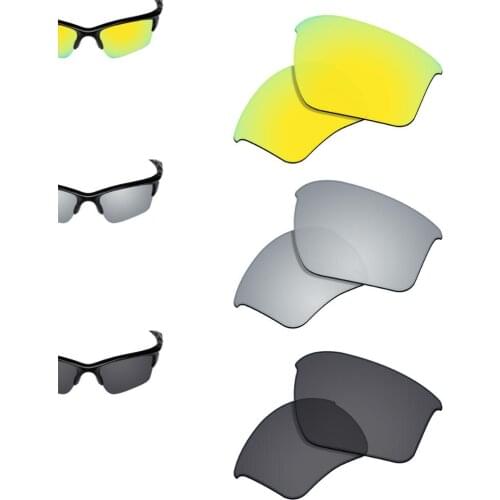 SmartVLT 3 Pairs Polarized Sunglasses Replacement Lenses for Oakley Half Jacket 2.0 XL-24K Gold & Silver & Solid Black