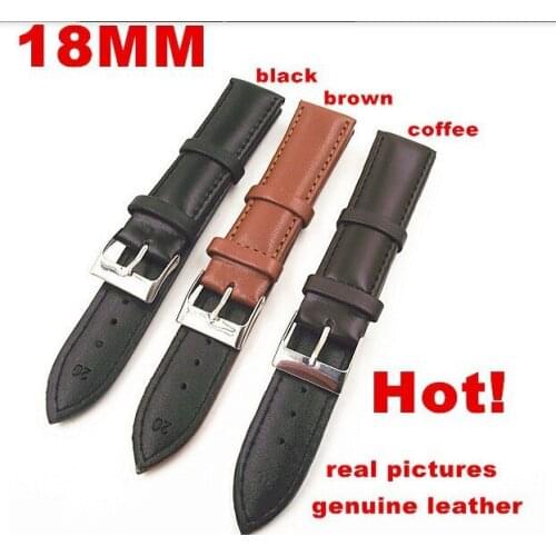 3PCS/lot High quality 18MM genuine leather watch strap watch band watch parts-black ,brown,coffee color-4108
