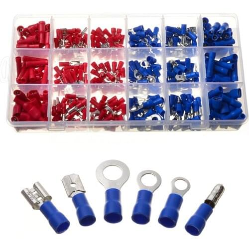360pcs Insulated Fork U-type Set Terminals Electrical Wire Connectors Spade Ring Crimp Terminal Assortment Kit