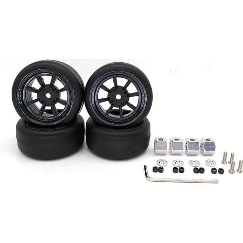 4pcs Wheel Rims Tire Tyre Drift Tire Bald Tire M Car Tires with Adapter for WPL D12 RC Truck Car Parts Accessories