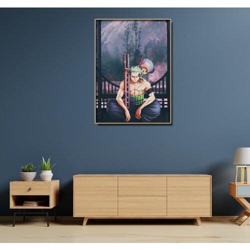 Anime One Piece Zoro Canvas Painting Tony Tony Chopper Poster Mural Living Room Bedroom Home Decoration Kids Gifts