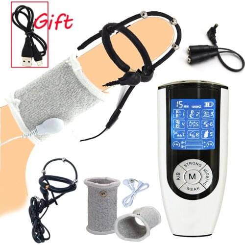 BDSM Strong Electric Shock Penis Ring Beads Massage Cock Enlarge Ring Glans Trainer E-stim Orgasm Penis Stimulator Male Sex Toys