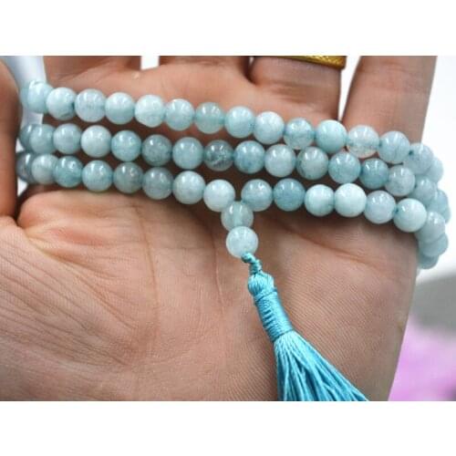 Free shipping 6mm stone Buddhist Natural 108 Prayer Beads Mala Bracelet Necklace