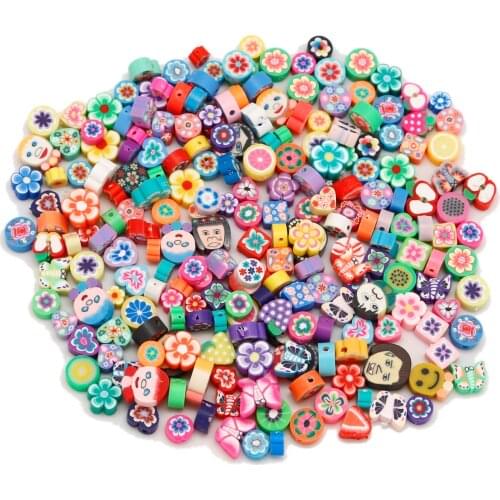 5-25Pcs/Lot 8-25mm Mix Color Fruit Round Heart Flower Clay Spacer Polymer Beads For Jewelry Making DIY Handmade Accessories