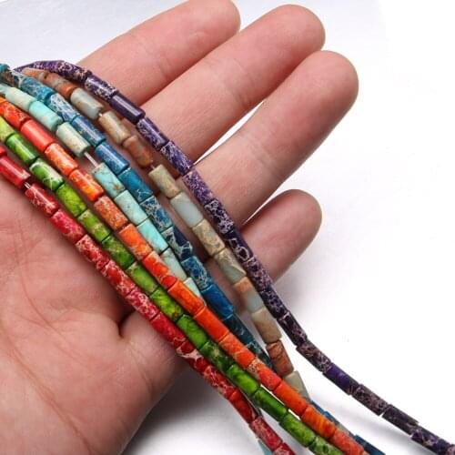 Natural Stone Beads Rectangle Emperor Shoushan Cylindrical for Jewelry Making DIY Bracelet Necklace Accessories Size 4x7mm