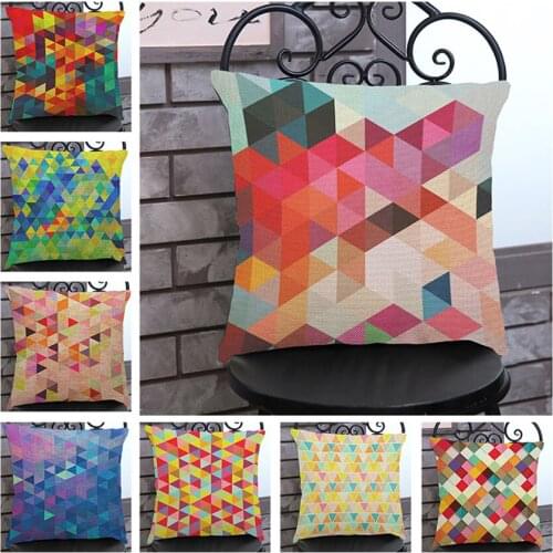 Color mosaic Pillowcase Fashion Geometrics Rainbow Checkes Decorative Pillow Covers Endless Crystal Triangle Cushion Covers