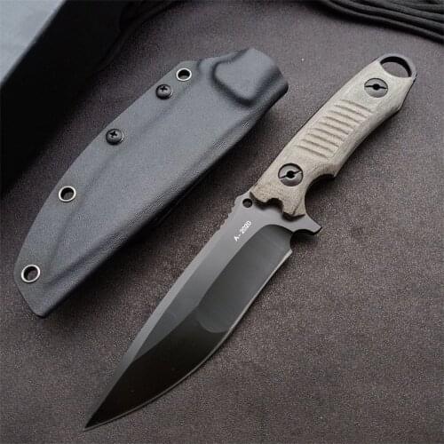 DC53 Blade Flax Handle Fixed Blade Knife High Quality Hunting Knife Wild Straight Knife for Outdoor Survival Camping and EDC