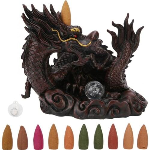 Waterfall Incense Burner Distinctive Dragon Shape Backflow Incense Burner Holder Home Ornament Decor With 10Cones Free Gift