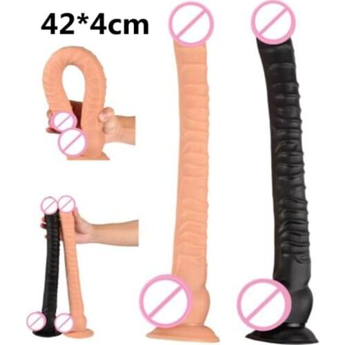 42*4cm Super Long Soft Dildo with Suction Cup Realistic Horse Dildo Big Black Dick Animal Penis Anal Dildo Sex Toys for Women