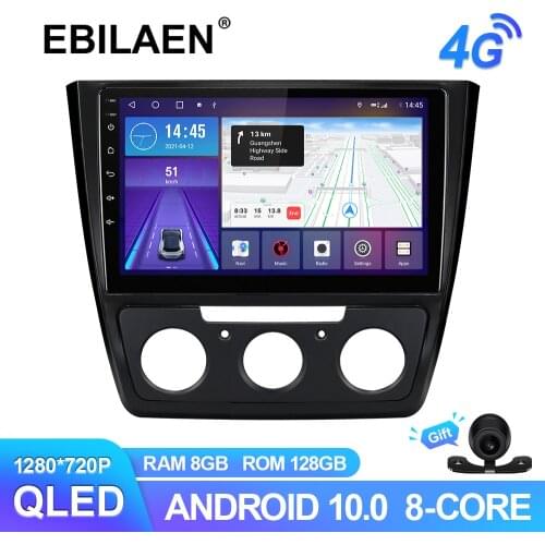EBILAEN Android 10.0 Car Radio Player For Skoda Yeti 2009-2014 GPS Navigation Video Recorder 6+128G Wireless Carplay Camera RDS