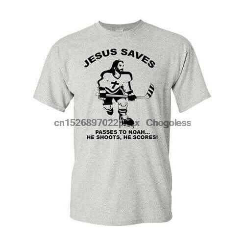 Adult Jesus Saves Hockey Scores Sports Ice Hockey Funny Humor Parody T-Shirt Tee(1)