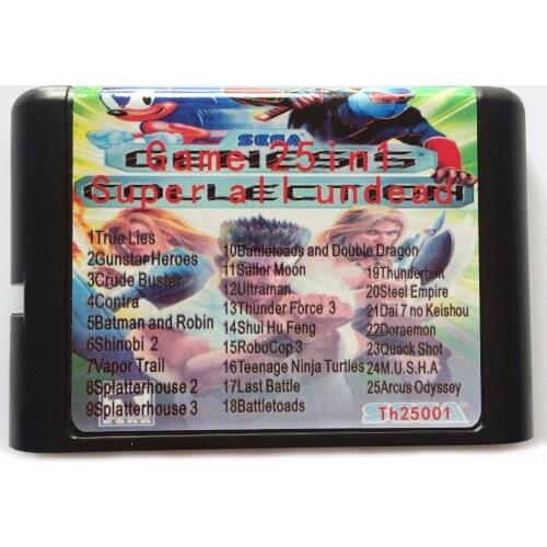 Hot Sale 25 In 1 Game Card For 16 bit Sega Mega Drive / Genesis