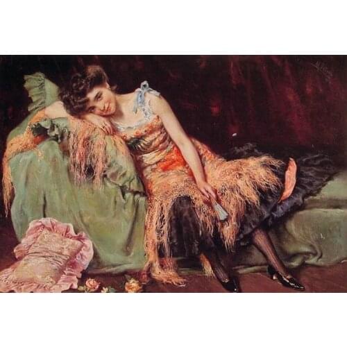 Free shipping classical court figure sofa girl portrait canvas prints oil painting printed on canvas wall art decoration picture