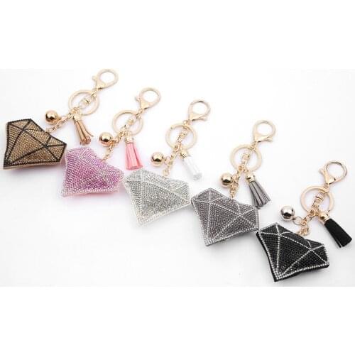 Korean fluffy key ring pendant glass drill modeling womens bag key pendant accessories small gift