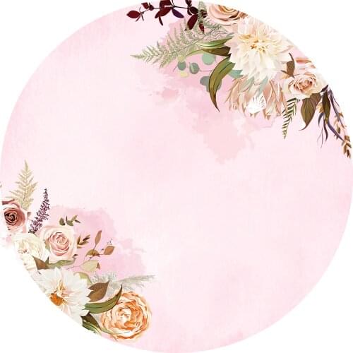 Round Panel circle background wedding flower pink girl flower customize Birthday party decor candy dessert table banner vinyl
