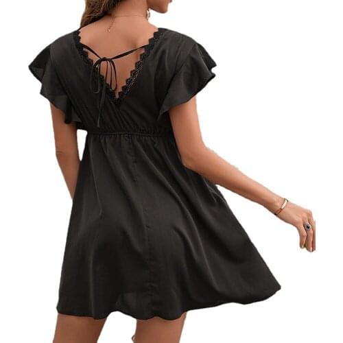 Summer Elegant Chic Butterfly Sleeve Party Dress Womens Sexy Backless Bandage Dresses Casual Chiffon Beach Dress Femme Vestidos