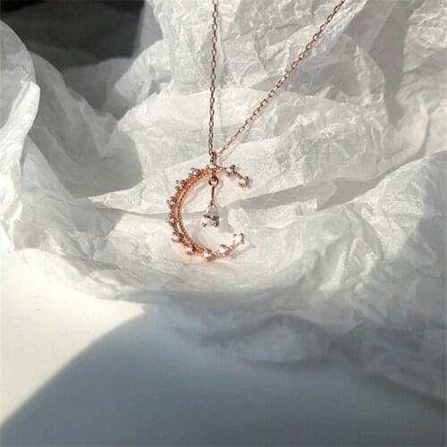 Liemjee Personality Fashion Party Punk Jewelry Hollow Moon Zircon Necklace For Women Feature Namour Charm Gift All Seasons