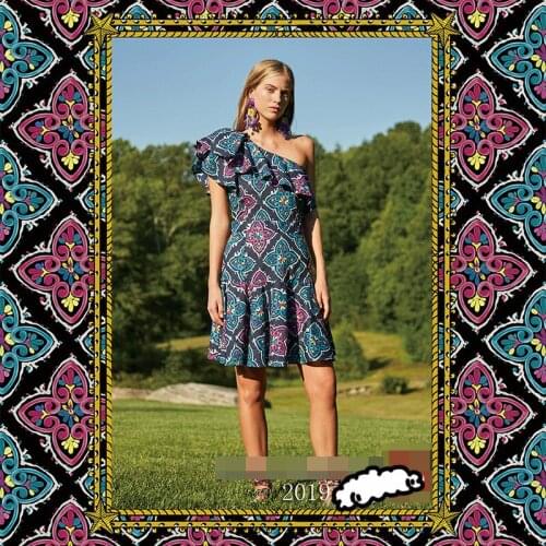 Fashion Week printed fabric shirt dress 4-way stretch crepe fabric brand clothing handmade DIY fabric wholesale cloth