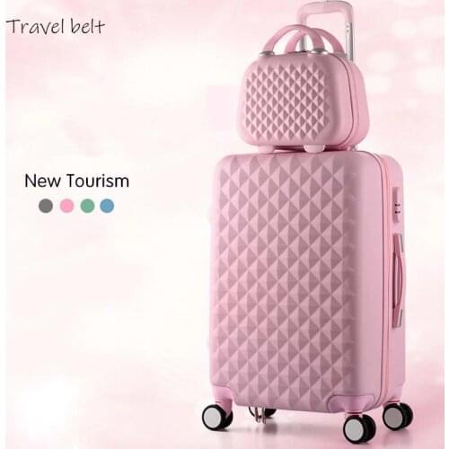 Cartoon Plaid fashion cute female 20/22/24/26/28 inch Rolling Luggage Spinner Brand Suitcase Wheels Carry On Travel Bags