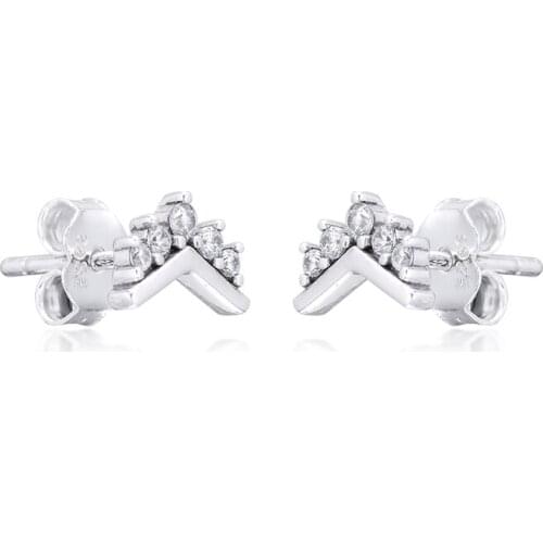 Fashion Female Tiara Wishbone Stud Earrings Sterling Silver Jewelry Earrings For Woman Party Jewelry Making