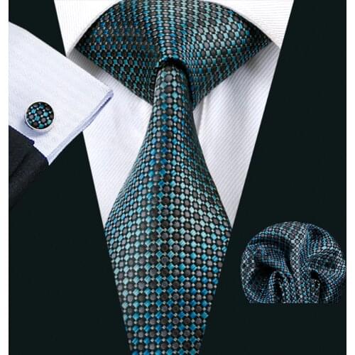 Barry.Wang New Arrival Men`s Tie Novelty Silk Jacquard Woven Necktie Handkerchief Cufflink Set For Men`s Business Wedding Party
