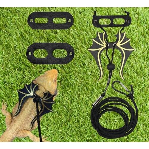 Lizard Traction Rope Reptile Bearded Dragon Harness Leather Leash With Wing Pet Suppiles Strap Pet Leads Suppiles#p30