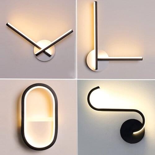 Bedside Wall Lamps 12W Modern Minimalist Wall Lights Black Nordic Wall Decor For Bedroom Living Room Indoor Lighting Fixtures