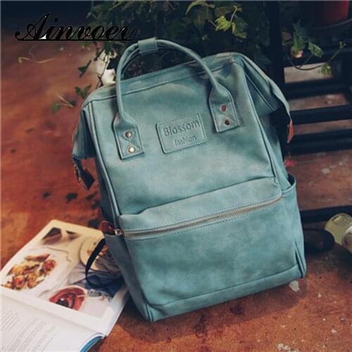 Ainvoev Bags Fashion Women Leather Backpack Youth Korean Style Shoulder Bag Laptop Schoolbags For Teenager Girls Boys CE3524
