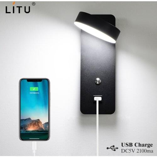 Led indoor wall lamps 9W wiht switch led wall light modern stai wall with USB charge wall sconce livingroom led luminaire