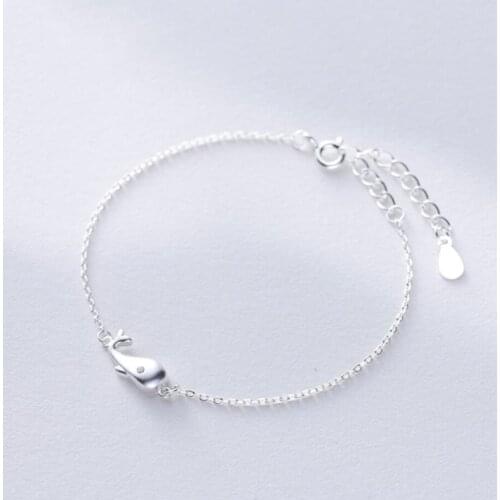 Cute Sweet Scrub Whale Fresh 925 Sterling Silver Temperament Female Trendy Resizable Bracelets SBR046