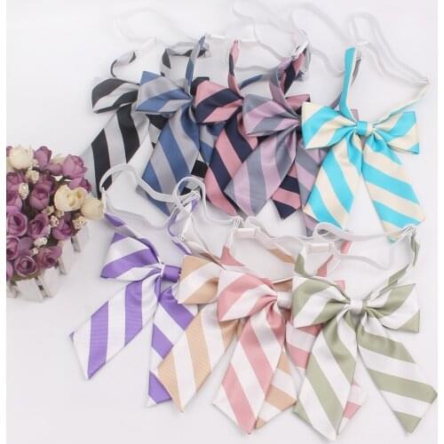 New Girls Striped Bowtie Casual Bow tie For Women Uniform Collar Butterfly Bowknot Adult Bow Ties Cravats Student Bowties